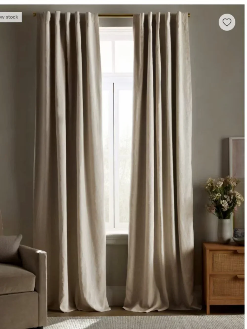 NWOT Quince European Linen True Blackout Curtain Flax 96x108